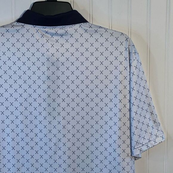 MAELREG Golf Club Print Performance Polo Shirt Men’s Medium White Blue Club - Picture 9 of 10